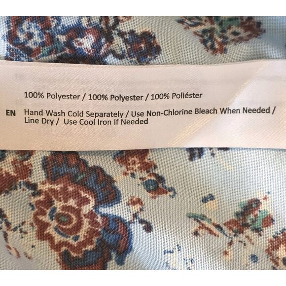 Blue Floral Boho Dress Sz Large BOG Collective Blue Mini Casual Cottage Romantic - Picture 8 of 9